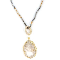 5 Way Druzy Beaded Necklace in Ivory