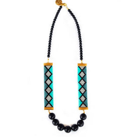 Miami Nights Woven Necklace - Blue and Black