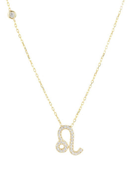 Zodiac Star Sign Pendant Necklace Gold Leo