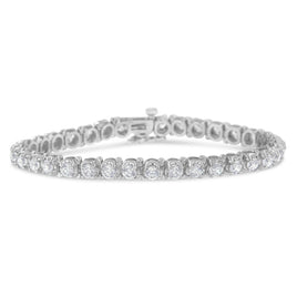 INFINITE JEWELS - Original IGI Certified 7.0 Cttw Round-Brilliant Diamond 14K White Gold 7” Hinged Tennis Bracelet (H-I Color, I1-I2 Clarity)