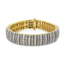 INFINITE JEWELS - Original 10K Yellow Gold 10 CTW 1/3 Cttw Alternating Coco Color and White Diamond 5 Row Tennis Bracelet (Brown/H-I Color, SI1-SI2