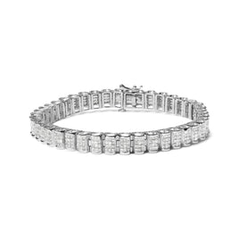 INFINITE JEWELS - Original 14K Gold 5.00 Cttw Square Princess Cut White Diamond Rectangular Invisible Set Link Tennis Bracelet (H-I Color, SI2-I1 C