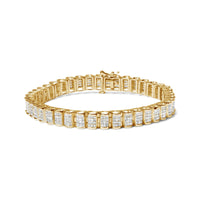 INFINITE JEWELS - Original 14K Gold 5.00 Cttw Square Princess Cut White Diamond Rectangular Invisible Set Link Tennis Bracelet (H-I Color, SI2-I1 C