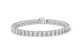 INFINITE JEWELS - Original IGI Certified 14K White Gold 6.0Cttw Channel Set Round Diamond Tennis Bracelet (I-J Color, I1-I2 Clarity) - 7" Inches