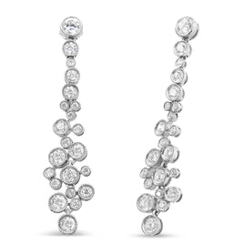 INFINITE JEWELS - Original 18K White Gold 3.15 Cttw Round Diamond Waterfall Drop Dangle Stud Earrings (H-I Color, VS1-VS2 Clarity)