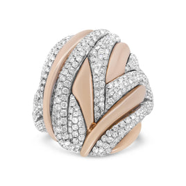 INFINITE JEWELS - Original 18K Rose and White Gold 1 7/8 Cttw Diamond and Gold Textured Dome Cocktail Ring (F-G Color, VS1-VS2 Clarity)