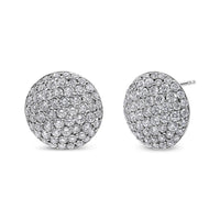 INFINITE JEWELS - Original 18K White Gold 3 1/2 Cttw Shared Prong Set Diamond Cluster Composite Disc Stud Earrings (F-G Color, VS1-VS2 Clarity)