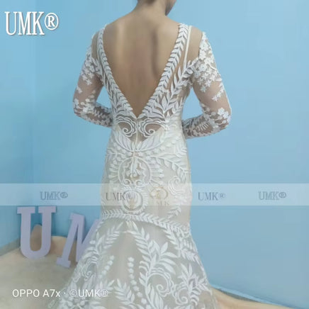 Vestido De Noiva Boho Wedding Dress Chic Lace Long Sleeve Beach Wedding Gowns Vintage Two Pieces Wedding Dresses