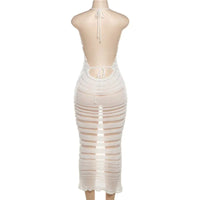 Mariah Mesh Panel Backless Knit Maxi Dress