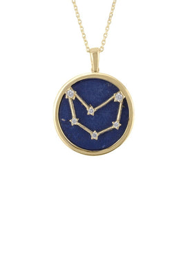 Zodiac Lapis Lazuli Gemstone Star Constellation Pendant Necklace Gold Capricorn