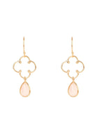 Open Clover Gemstone Drop Earrings Rosegold Rose Quartz