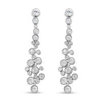 INFINITE JEWELS - Original 18K White Gold 3.15 Cttw Round Diamond Waterfall Drop Dangle Stud Earrings (H-I Color, VS1-VS2 Clarity)