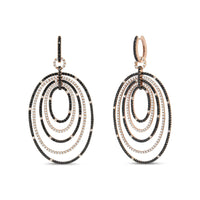 INFINITE JEWELS - Original 18K Rose Gold 5.00 Cttw Round Black and White Diamond Graduated Hoop Dangle Earrings (Black and F-G Color, VS1-VS2 Clari