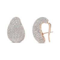 INFINITE JEWELS - Original 18K Rose Gold 13 1/5 Cttw Micro-Pave Diamond Sculptural Design Statement Omega Back Earrings (G-H Color, SI1-SI2 Clarity