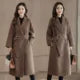 5374036 STORE - Original 2024 Winter Office Lady Belt Women Long Winter Wool Blend Coat Turn-Down Collar Wool Coat and Jacket Loose Solid Outerwear