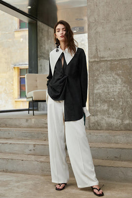 AEL - Original Pants women's new summer and autumn straight pants drape is thin and wide-leg pants_white
