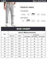 Libin Mens Golf Pants Stretch Work Dress Pants 30"/32"/34" Quick Dry Lightweight Casual Comfy Trousers with Pockets 36W x 30L White