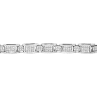 INFINITE JEWELS - Original 14K White Gold 5.0 Cttw Princess Cut Diamond Invisible Set Alternating Size D Shaped Links Tennis Bracelet (H-I Color, S
