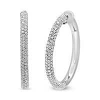 INFINITE JEWELS - Original 18K White Gold 2 1/3 Cttw Pave Set Diamond Semi Eternity Leverback Hoop Earrings (F-G Color, VS1-VS2 Clarity)