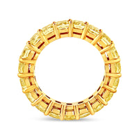 INFINITE JEWELS - Original IGI Certified 18K Yellow Gold 5.0 Cttw Shared Prong Set Natural Fancy Yellow Cushion Diamond Eternity Band Ring (Yellow