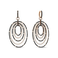 INFINITE JEWELS - Original 18K Rose Gold 5.00 Cttw Round Black and White Diamond Graduated Hoop Dangle Earrings (Black and F-G Color, VS1-VS2 Clari