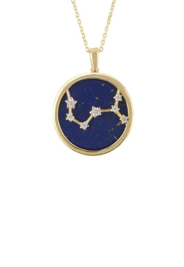 Zodiac Lapis Lazuli Gemstone Star Constellation Pendant Necklace Gold Scorpio