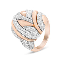 INFINITE JEWELS - Original 18K Rose and White Gold 1 7/8 Cttw Diamond and Gold Textured Dome Cocktail Ring (F-G Color, VS1-VS2 Clarity)