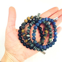 Natural Stones Beaded Elastic Bracelets, Beaded Mens Bracelets and Unisex Bracelets.