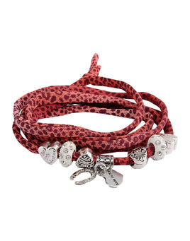 Red Leopard Print Friendship Bracelet With Charms