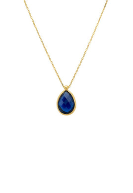 Petite Drop Necklace Gold Sapphire Hydro