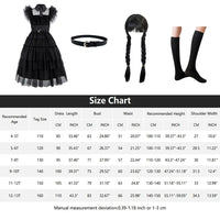 Black costume girls dress for Kids Black Family Costumes Halloween costumes girls Party Dress 4-13Y Black(dress+belt+hair+socks) 12-13 years