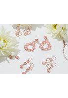 Open Clover Gemstone Drop Earrings Rosegold Rose Quartz