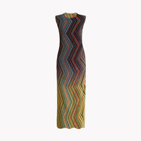 Geometric Gradient Pleated Dress