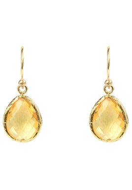 Petite Drop Earrings Citrine Hydro Gold