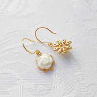 Mini Porcelain Camellia Flower Charm Earrings   Mini Porcelain Camellia Flower Charm Earrings   Mini Porcelain Camellia Flower