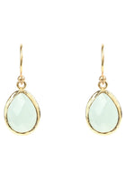 Petite Drop Earrings Aqua Chalcedony Gold