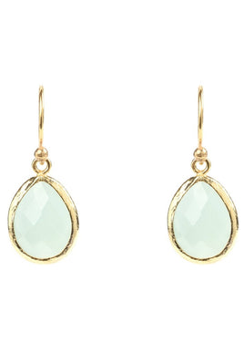 Petite Drop Earrings Aqua Chalcedony Gold