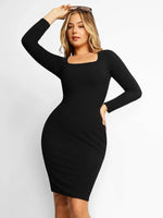 2-In-1 Long Sleeve Dress With Built-In Body Shaper