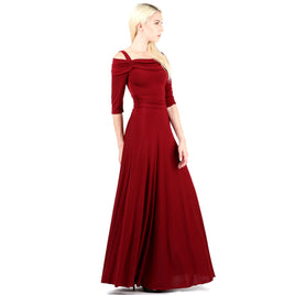 EVANESE INC - Original Women's Slip on Formal Long Eveing Party Dress Gown With 3/4 Sleeves