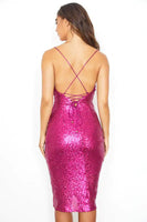 Sequin Cowl Front Bodycon Dress