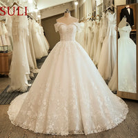 SULI - SL-5061 - Original Off the Shoulder Wedding Bridal Dress Ball Gown Embroidery Lace Applique Boho Wedding Dress 2020 Noiva Plus Size Dress