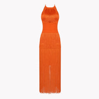 Fringe  Halterneck Backless Dress