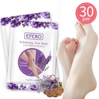 EFERO 30Pair Exfoliating Foot Masks Pedicure Socks Exfoliation for Feet Mask Peel Dead Skin Remover Calluses Whitening Foot Mask