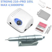 45K New Arrival STRONG 210 Plus PRO 105 105L Handpiece 65W 45000rpm Nail Drills Manicure Machine Pedicure Electric File Bits