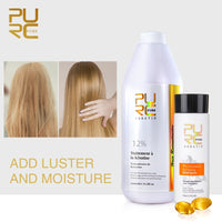 PURC Repair and Straighten Damage Hair Product 12% Formlain 1000ml pure Chocolate Keratin Treatment and Purifying Shampoo Set