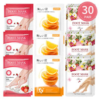 EFERO 30Pair Exfoliating Foot Masks Pedicure Socks Exfoliation for Feet Mask Peel Dead Skin Remover Calluses Whitening Foot Mask