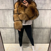 HAINING LEATHER FUR FACTORY OUTLETS - Original Raccoon Fur Coat Women Real Fur Coat Natural Raccoon Fur Coat Long Sleeve