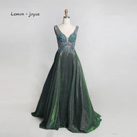 XGYBRIDAL- Original Lemon Joyce Green Prom Dresses 2024 Sexy V-Neck Beading Shiny Dubai Evening Gown Vestidos De Gala Plus Size