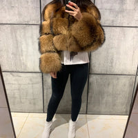 HAINING LEATHER FUR FACTORY OUTLETS - Original Raccoon Fur Coat Women Real Fur Coat Natural Raccoon Fur Coat Long Sleeve