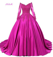 LISM - Original Luxury Ball Gown Quinceanera Dress Burgundy Off Shoulder Appliques Pageant Dress Long Sleeves Puffy Plus Size Formal Prom Gowns
